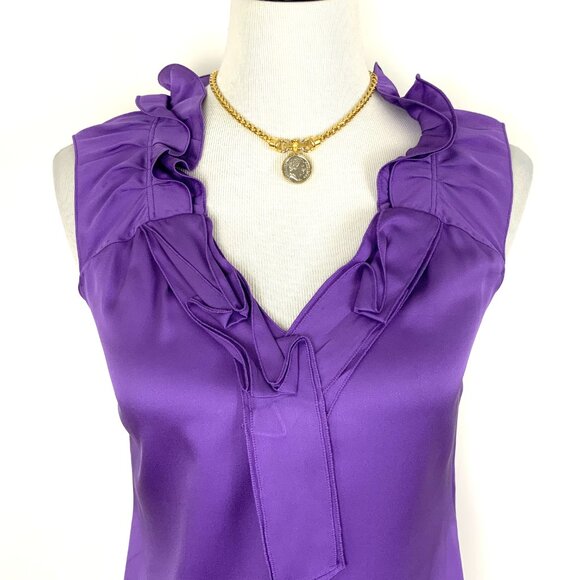Elie Tahari Silk Emory Ruffle Collar Blouse Size XS - Picture 5 of 16